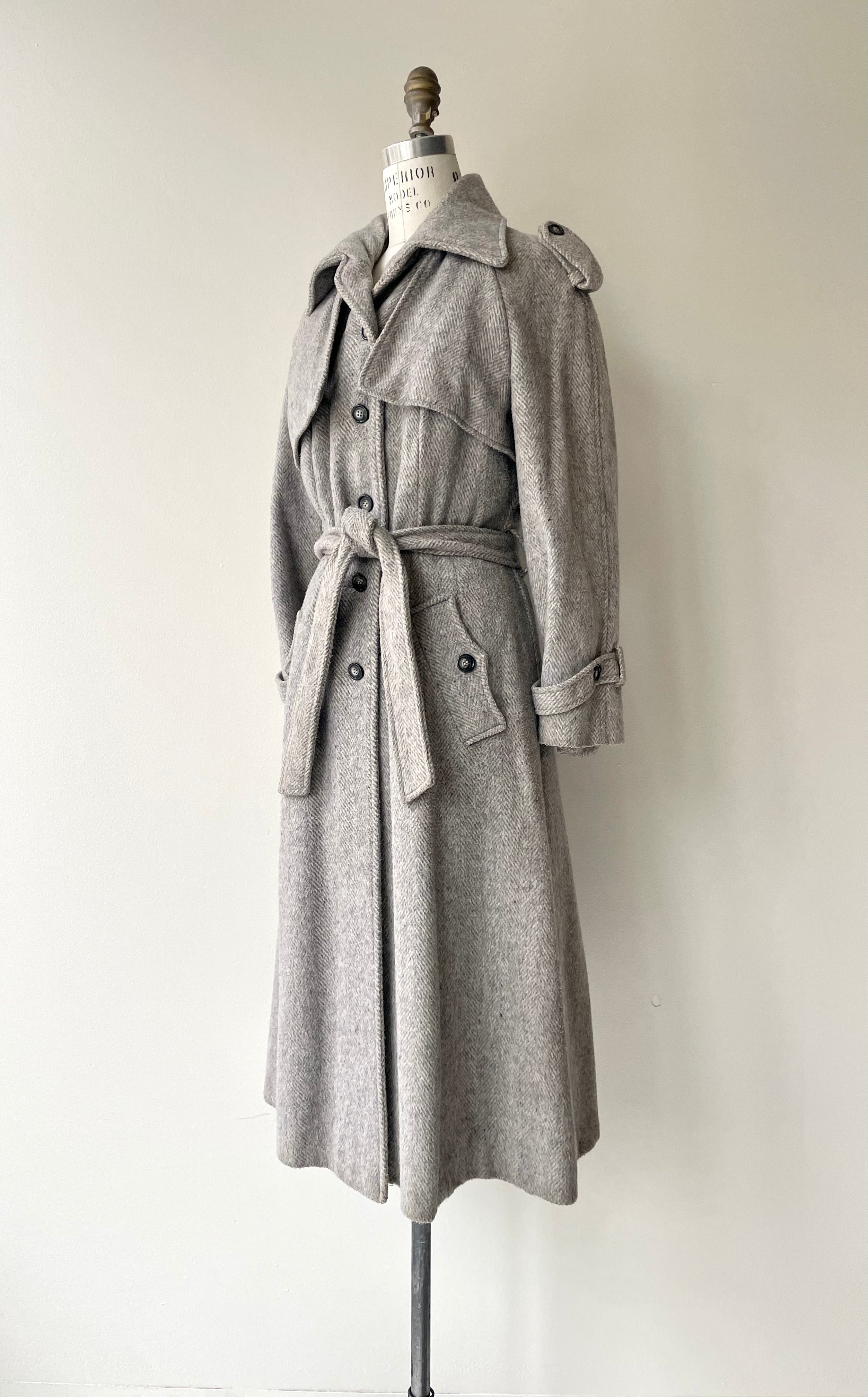 1970s Tweed Mist Wool Trench