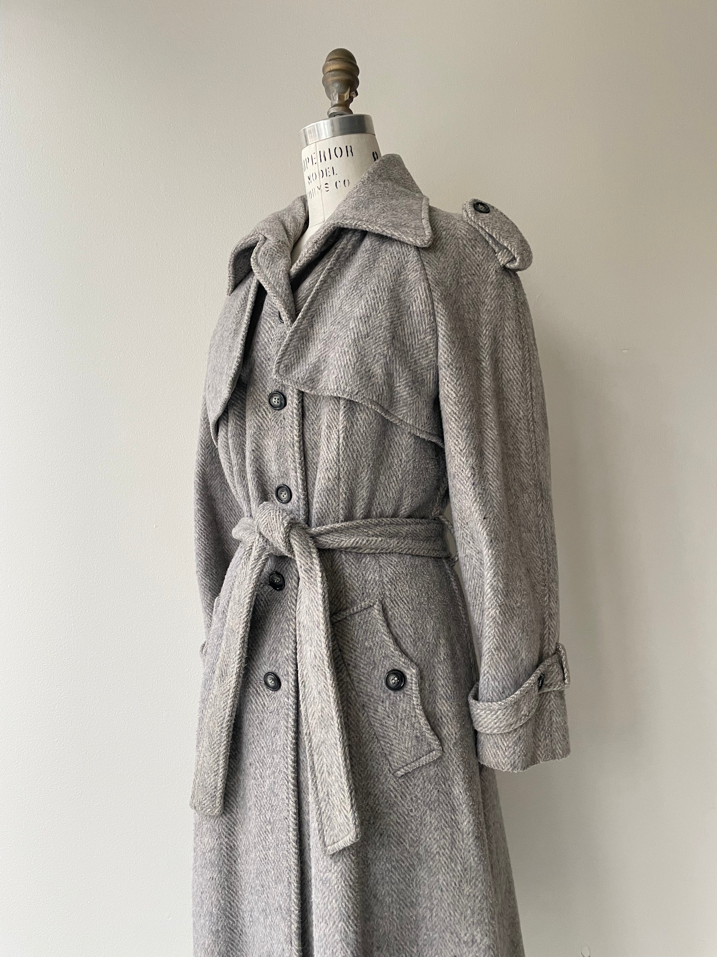 1970s Tweed Mist Wool Trench