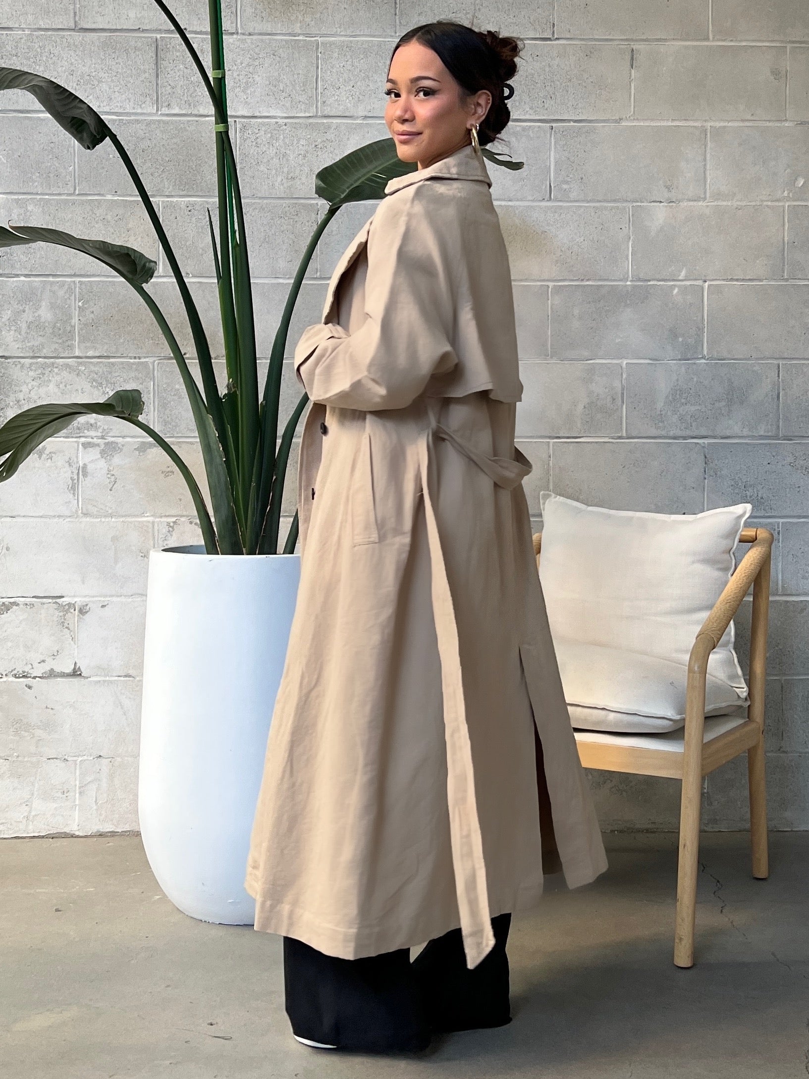 27 Long Line Double Breasted Trench Coat