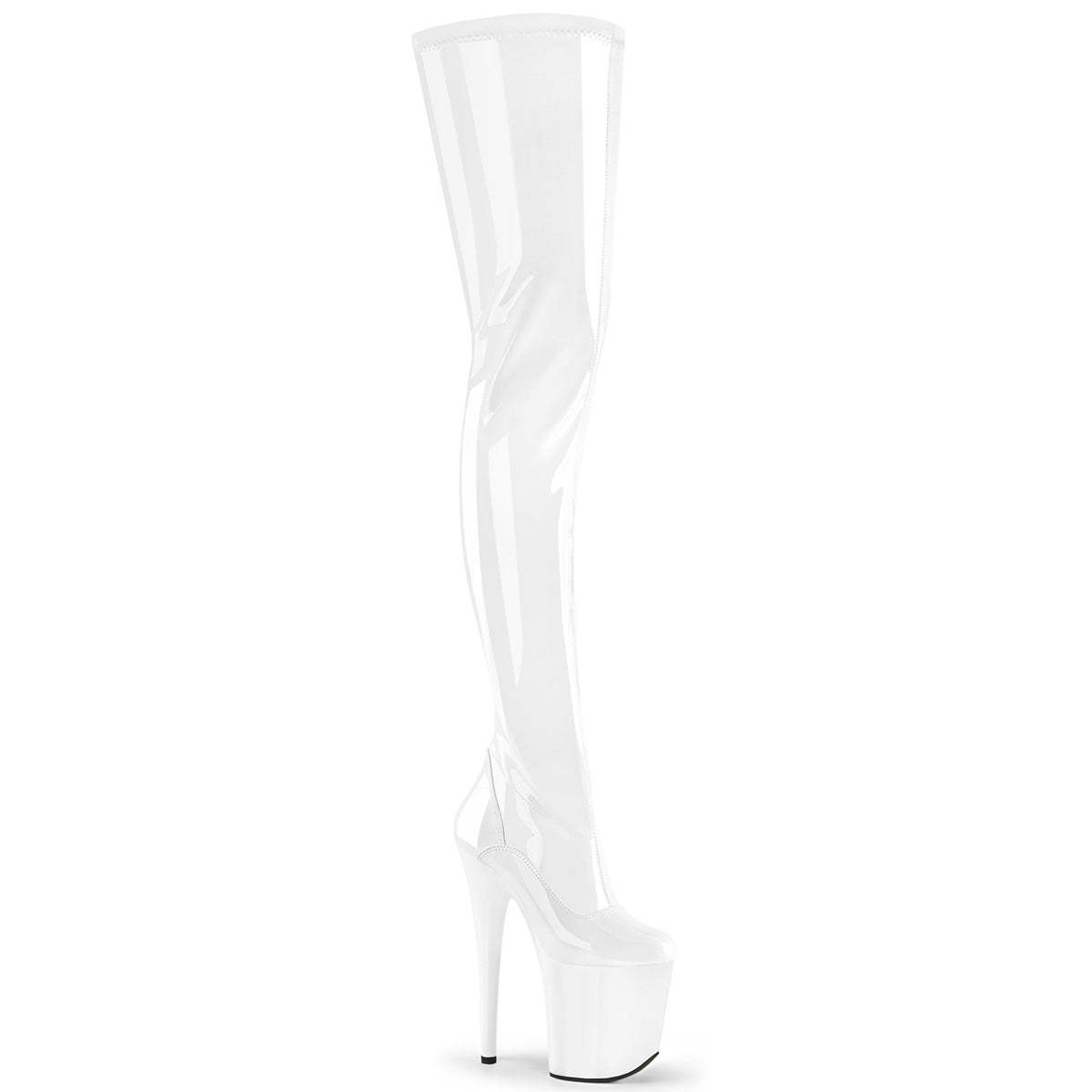 8 Inch Heel FLAMINGO-4000 White Stretch Patent