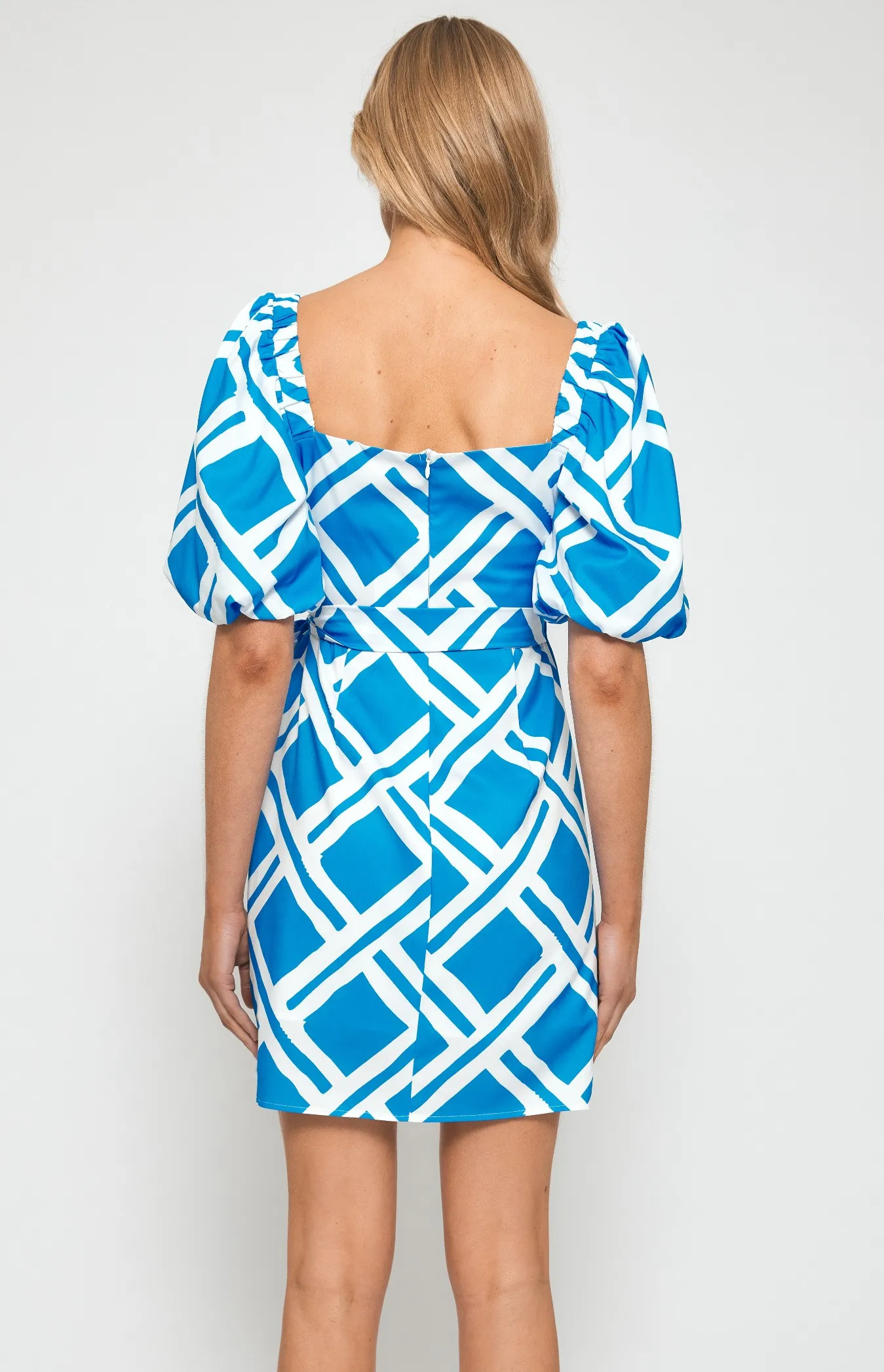 Abstract Print Faux Wrap Dress (SDR1247A)