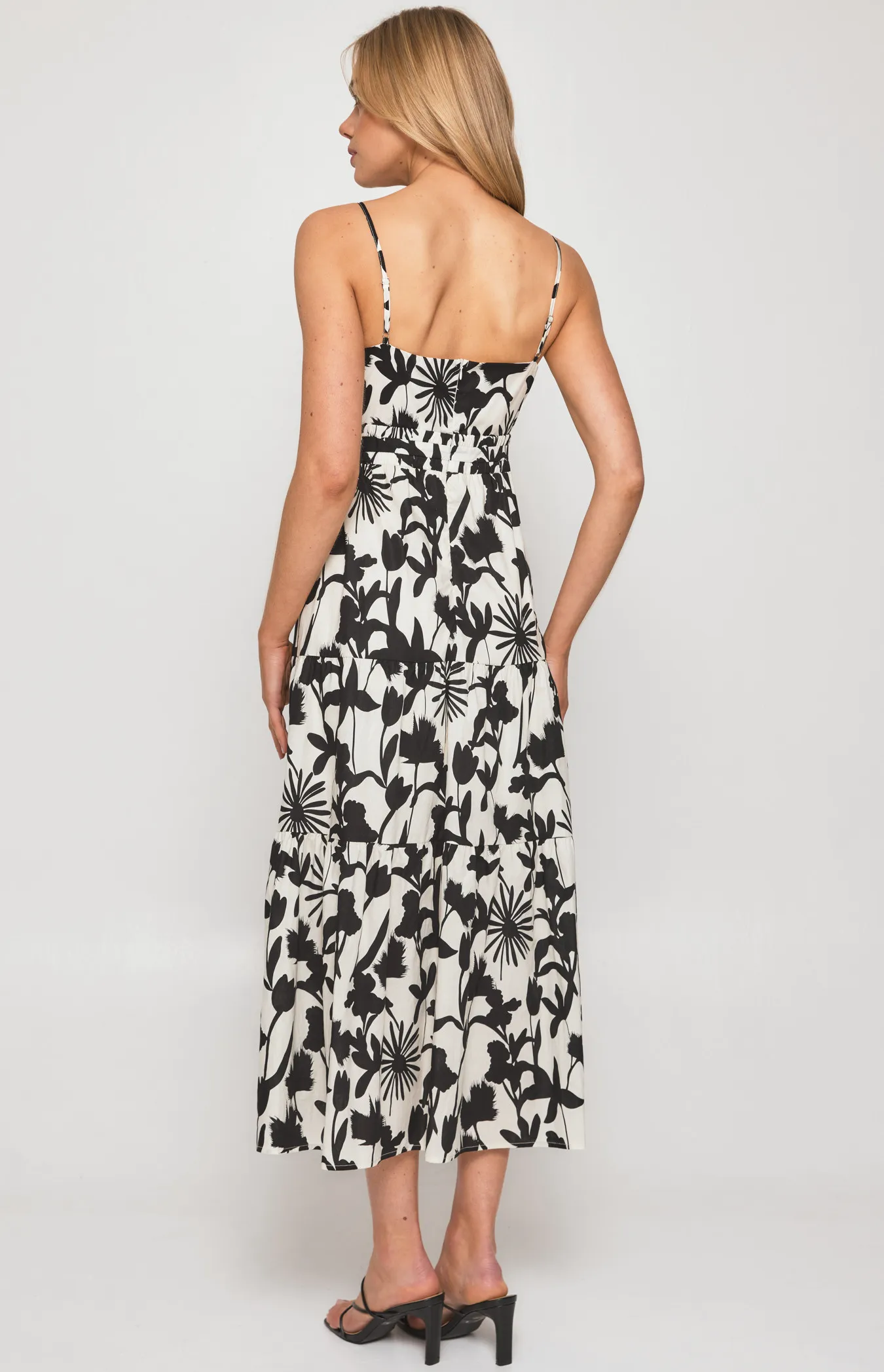 Abstract Print Midi Dress with Tiered Hem (SDR1328B)