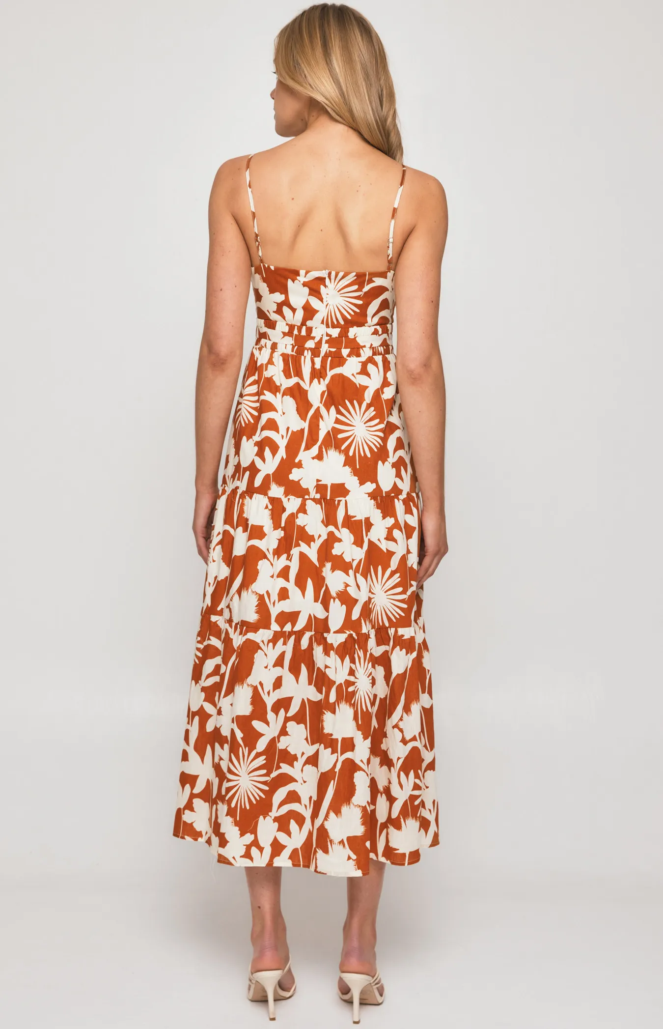 Abstract Print Midi Dress with Tiered Hem (SDR1328B)