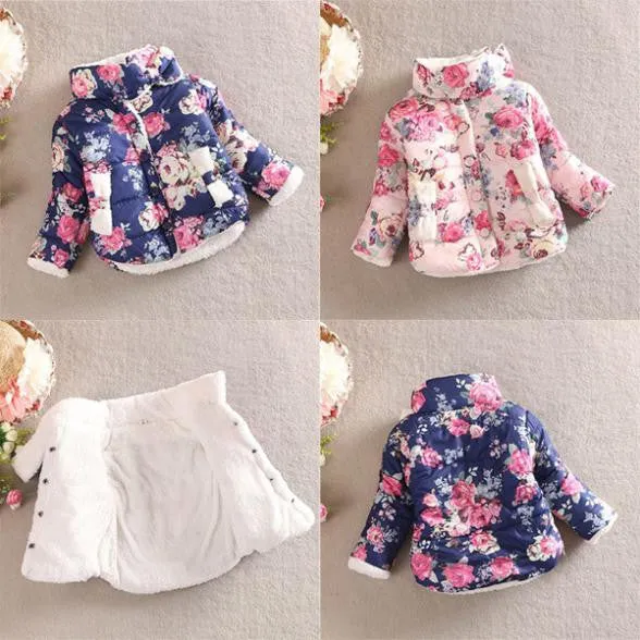 Baby Girls Cotton Floral Coat Long Sleeve Jacket Thick Warm Outerwear SM6