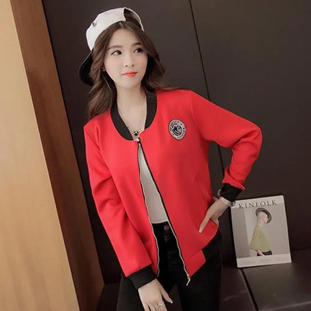 Baseball Jacket Women Pink Coats Solid Zipper Chaqueta 2016 Autumn Fashion Wear Basic Campera Mujer#C817 SM6