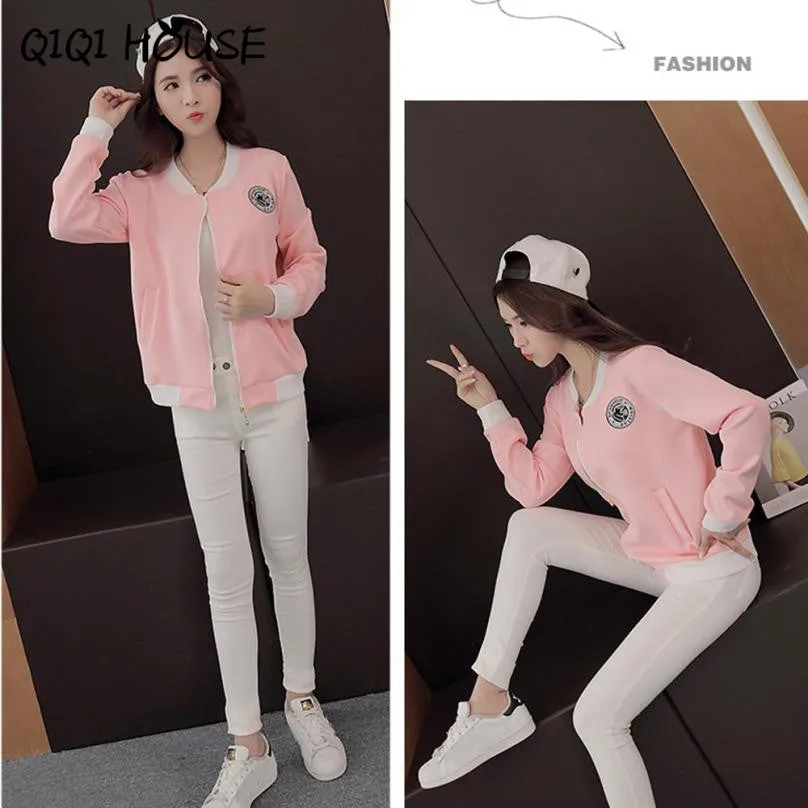 Baseball Jacket Women Pink Coats Solid Zipper Chaqueta 2016 Autumn Fashion Wear Basic Campera Mujer#C817 SM6