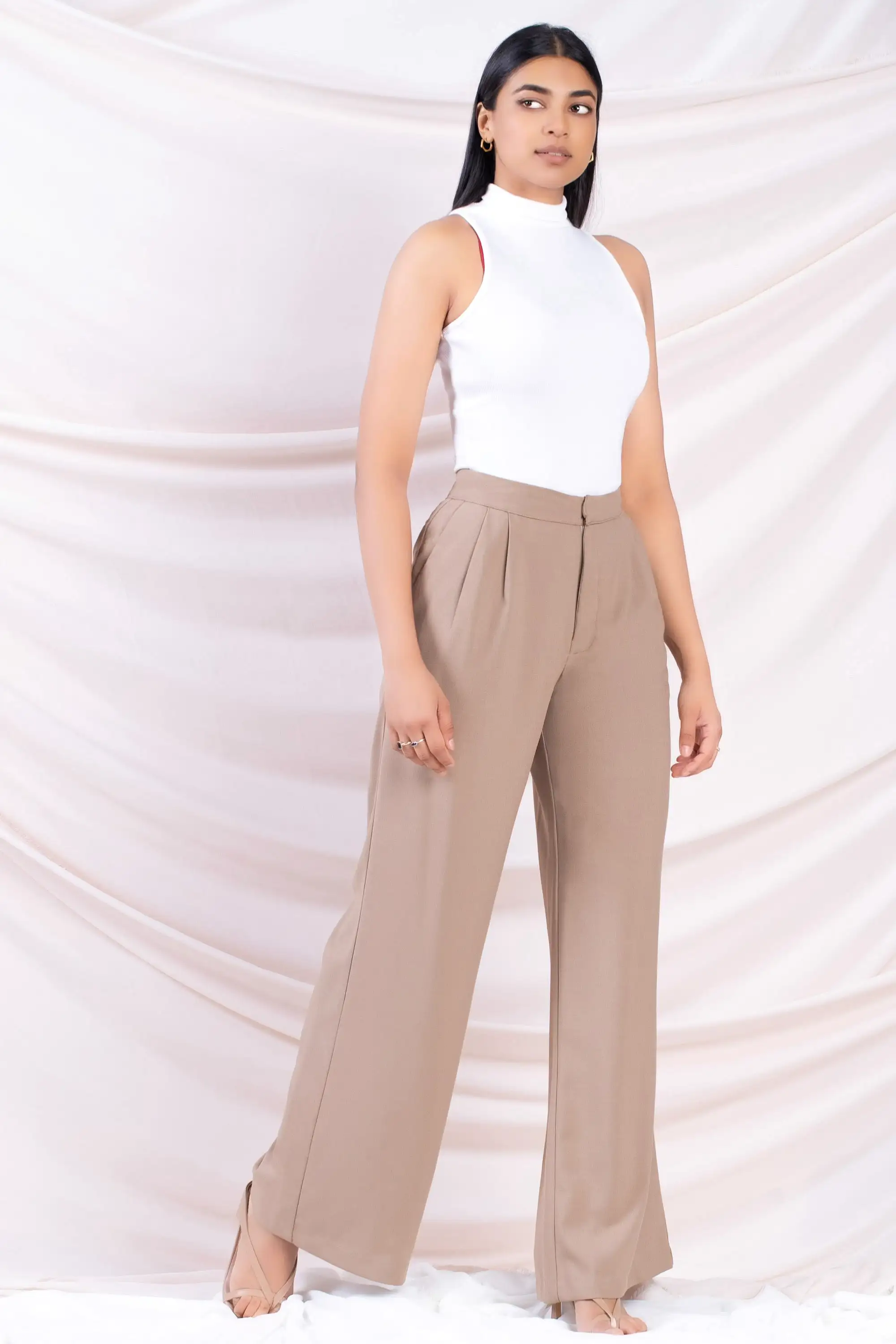 Beige Wide Leg Pant