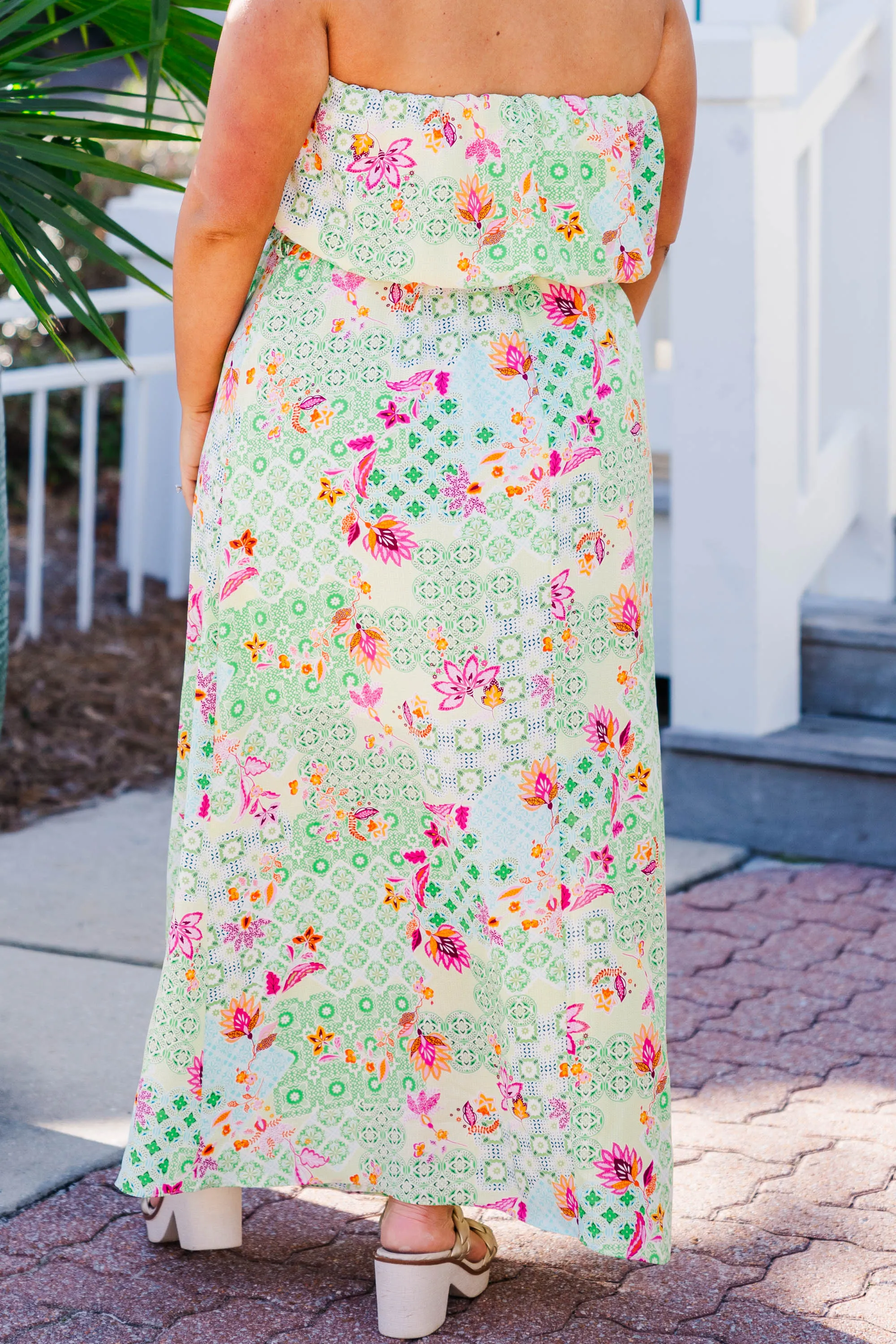 Bloom With Good Vibes Dress, Green Combo