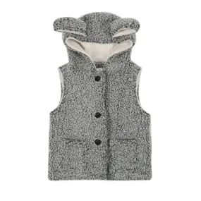 BOBORA Brand Little Kids Girls Warm Rabbit Ears Wool Vest Tops Children Clothes SM6