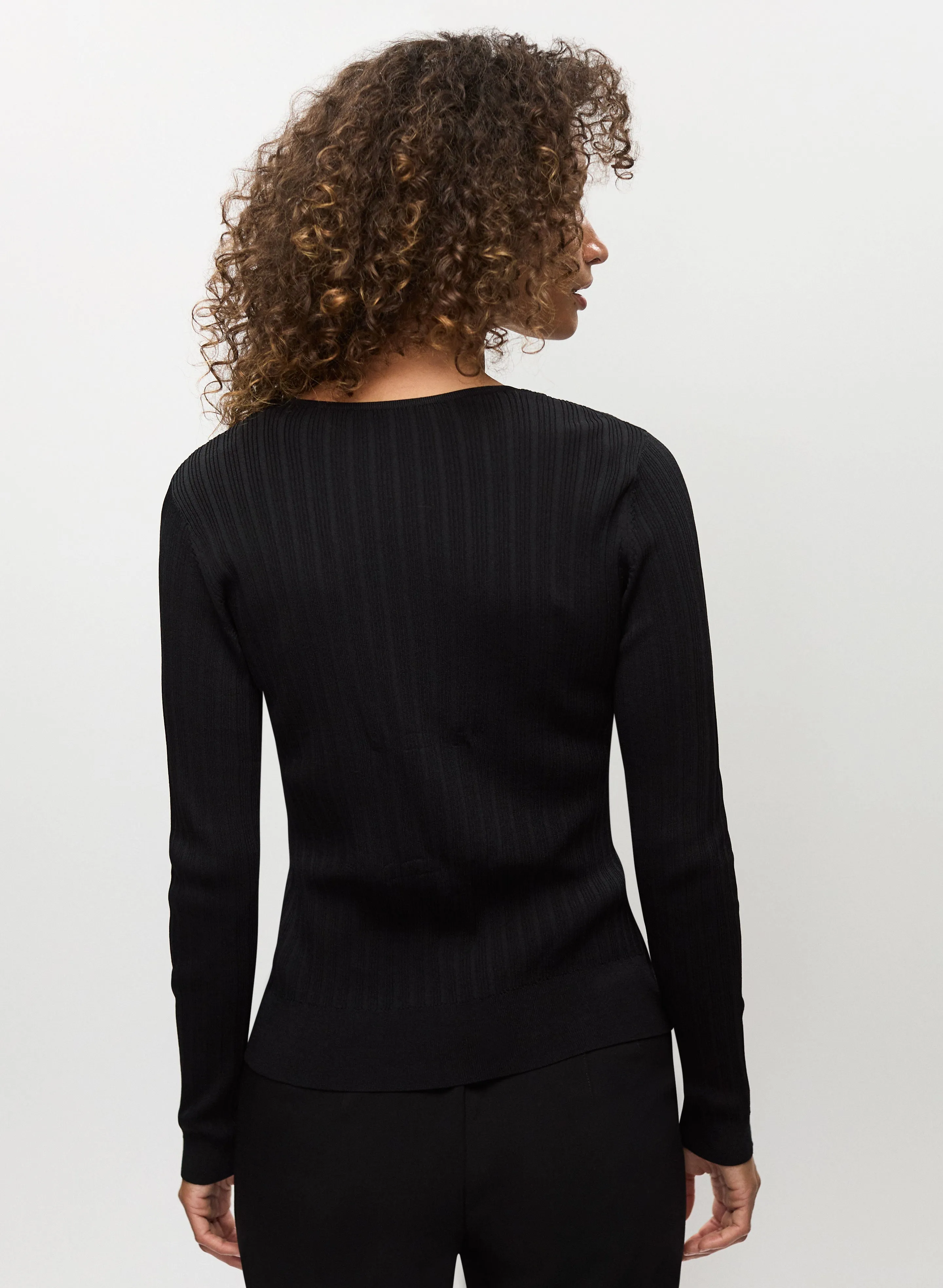 Button Detail Rib Knit Sweater