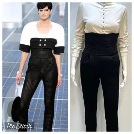 Chanel 13P Runway Black High Waisted Mesh Pants FR 38