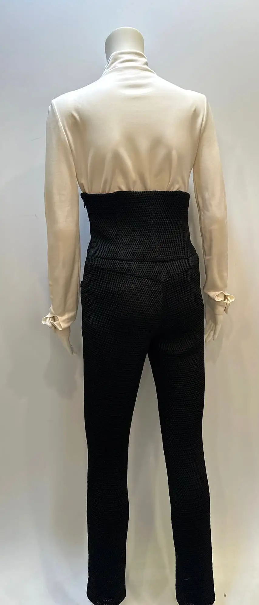 Chanel 13P Runway Black High Waisted Mesh Pants FR 38