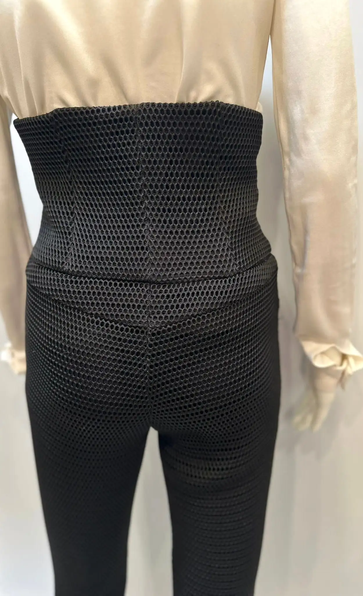 Chanel 13P Runway Black High Waisted Mesh Pants FR 38