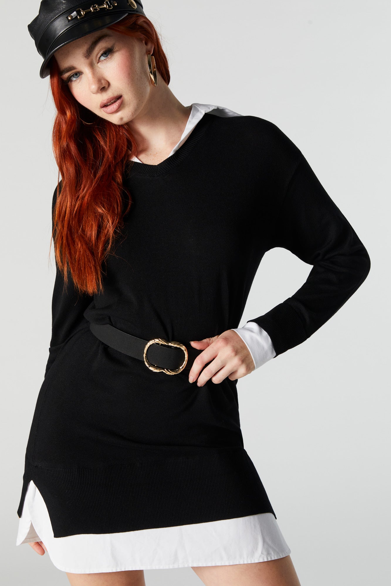 Collared Sweater Mini Dress