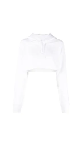 Cropped Cotton Hoodie - White