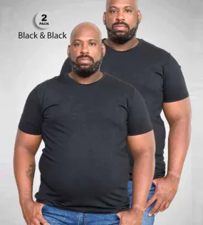 D555 Big Mens Pack Of 2 T-Shirts (FENTON BLACK/BLACK)