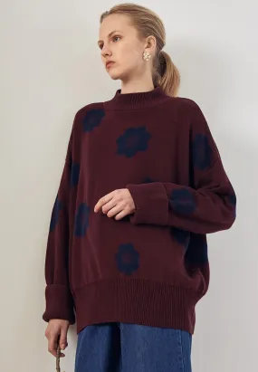 Daisy Knit Sweater - wine