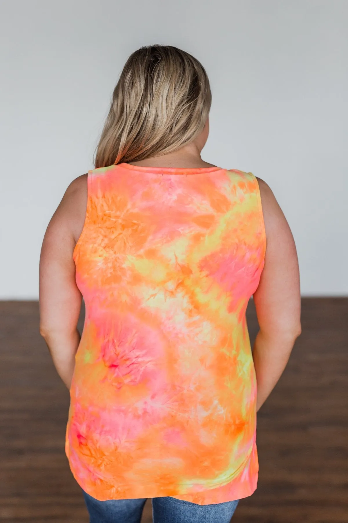 Days Of Sunshine Tie Dye Tank Top- Orange, Pink, Yellow