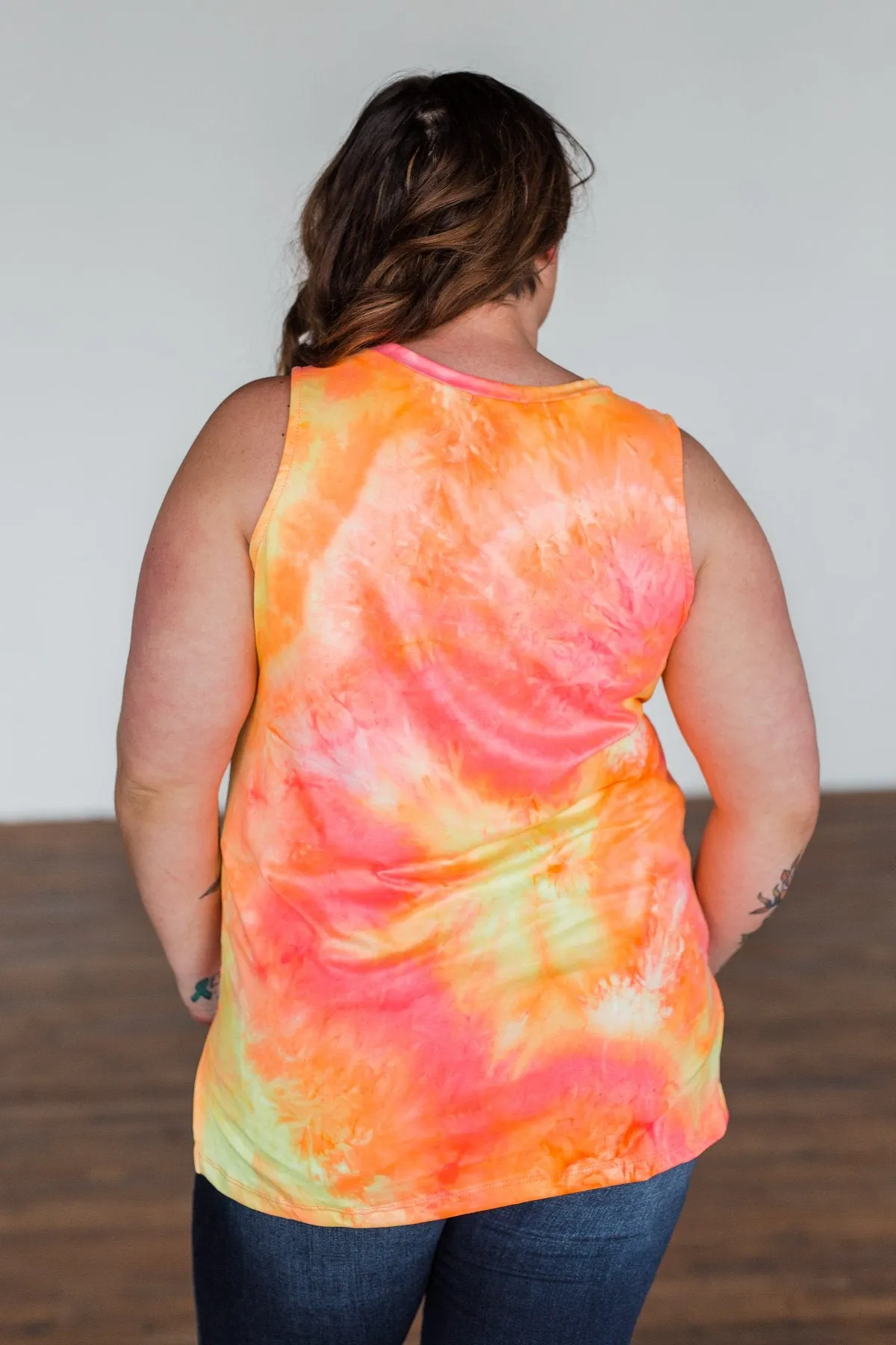 Days Of Sunshine Tie Dye Tank Top- Orange, Pink, Yellow