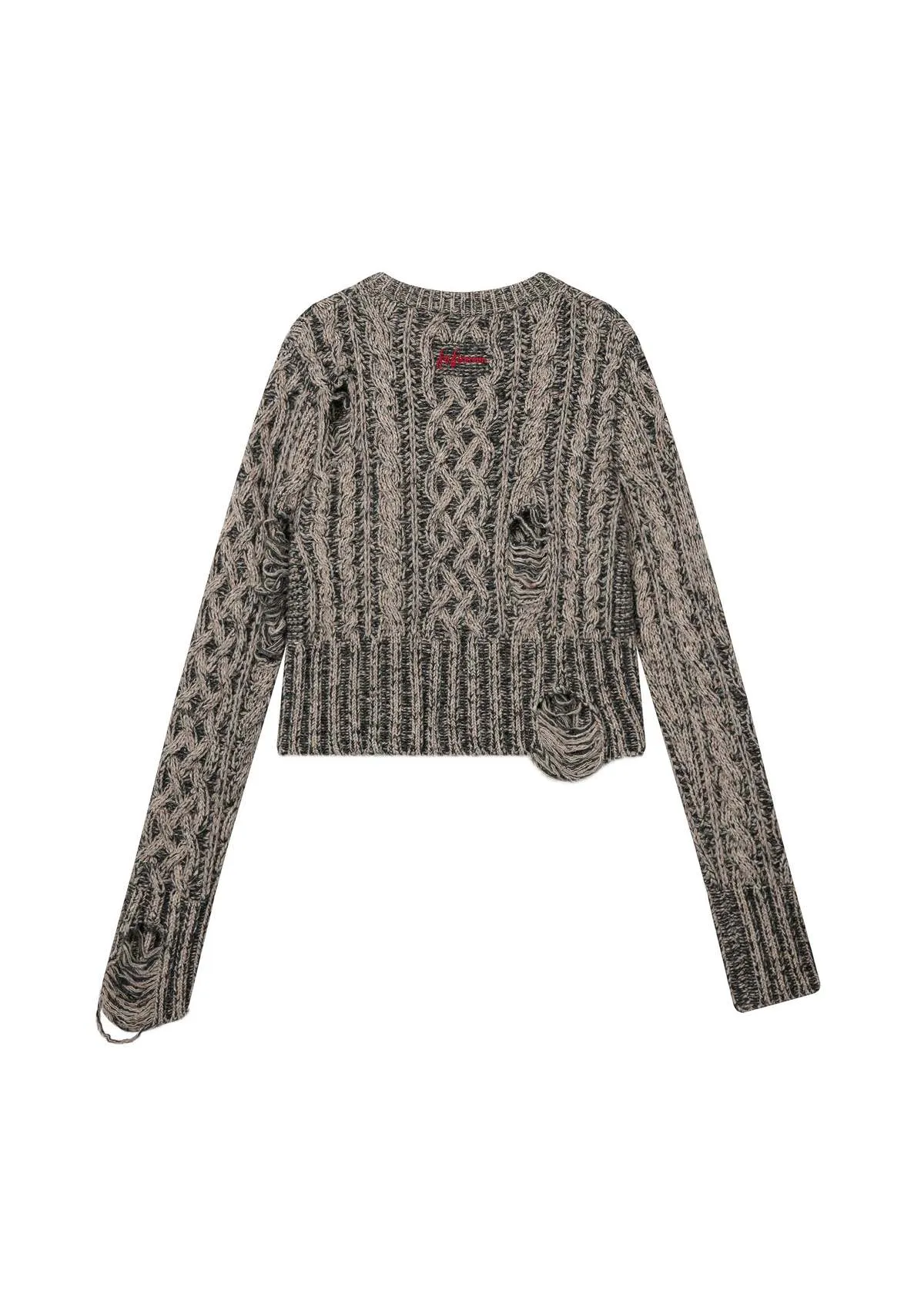 Distressed Knit Sweater - Grey