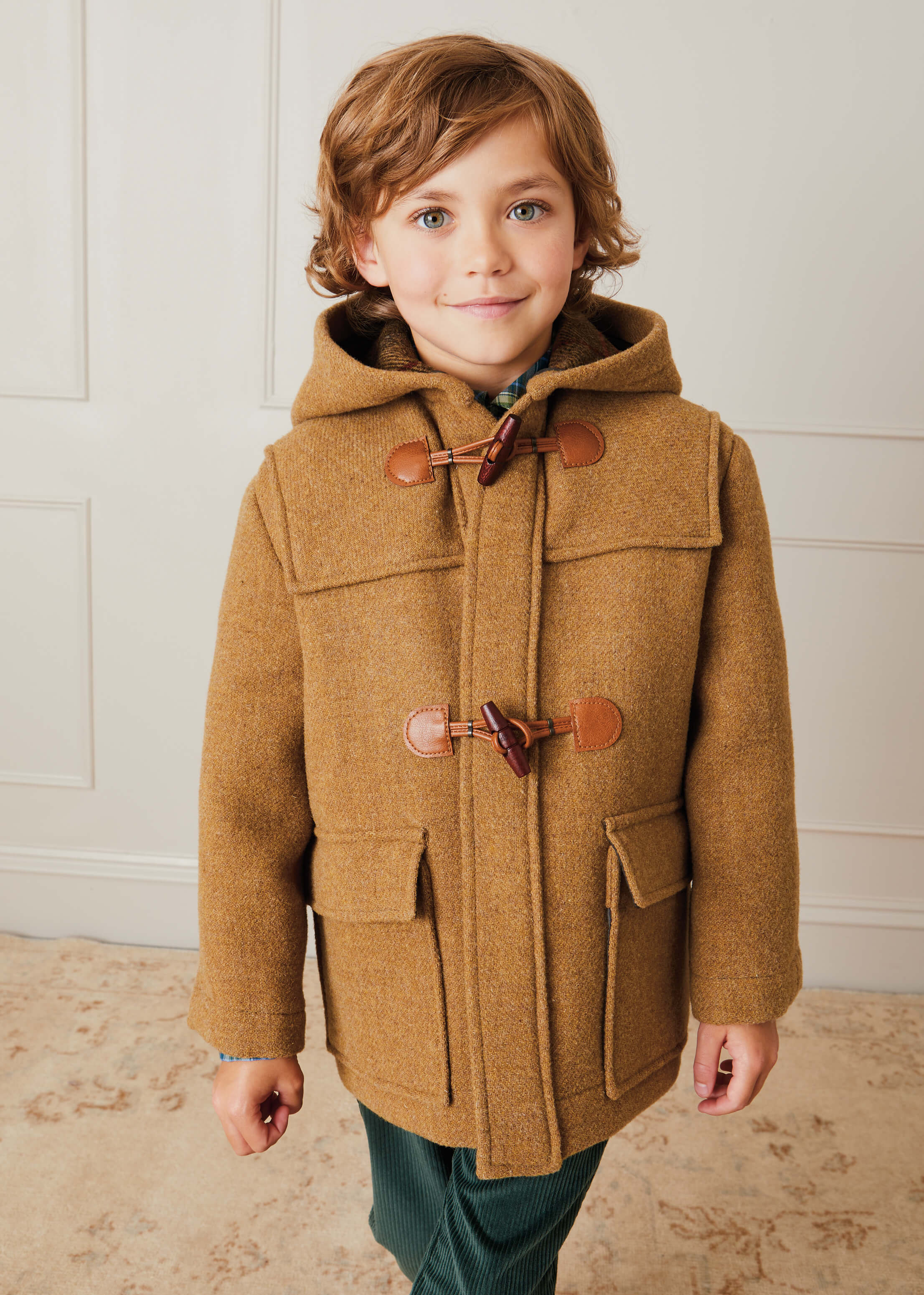 Double Faced Wool Toggle Fastening Coat In Camel (4-10yrs)