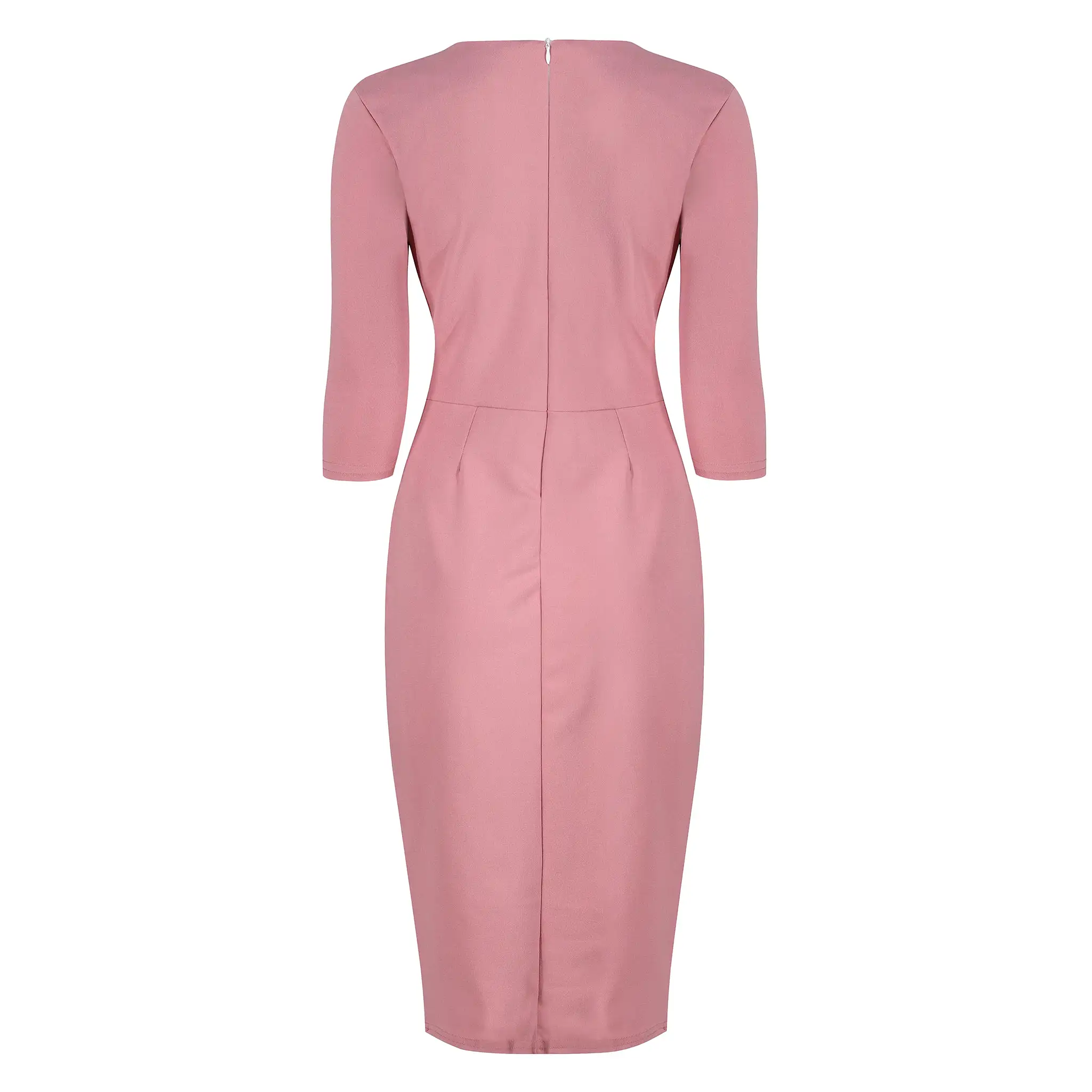 Dusky Pink 1940's Vintage 3/4 Sleeve Bodycon Pencil Dress