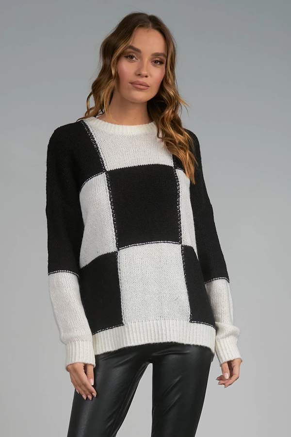 Elan Disco Checkered Sweater