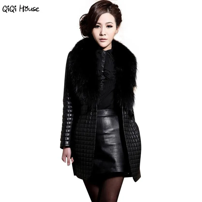 Elegant Ladies Women Coat Plus Size 3XL Warm Fur Faux Leather Winter Coat Long Sleeve Coat Inverno Veste Femme#C127 SM6