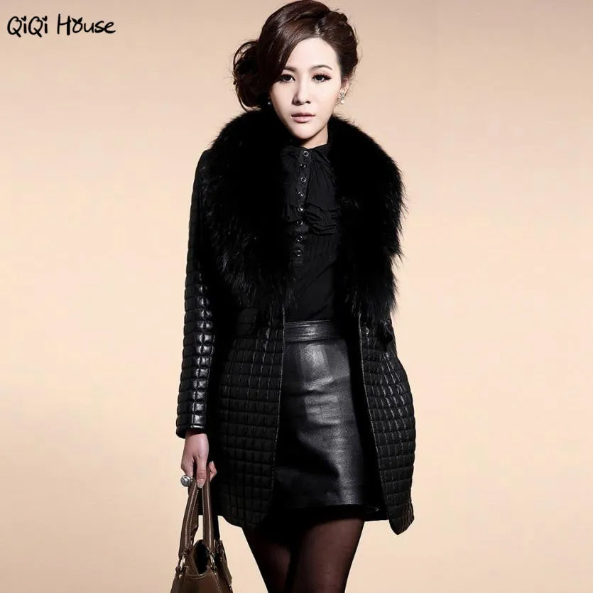 Elegant Ladies Women Coat Plus Size 3XL Warm Fur Faux Leather Winter Coat Long Sleeve Coat Inverno Veste Femme#C127 SM6