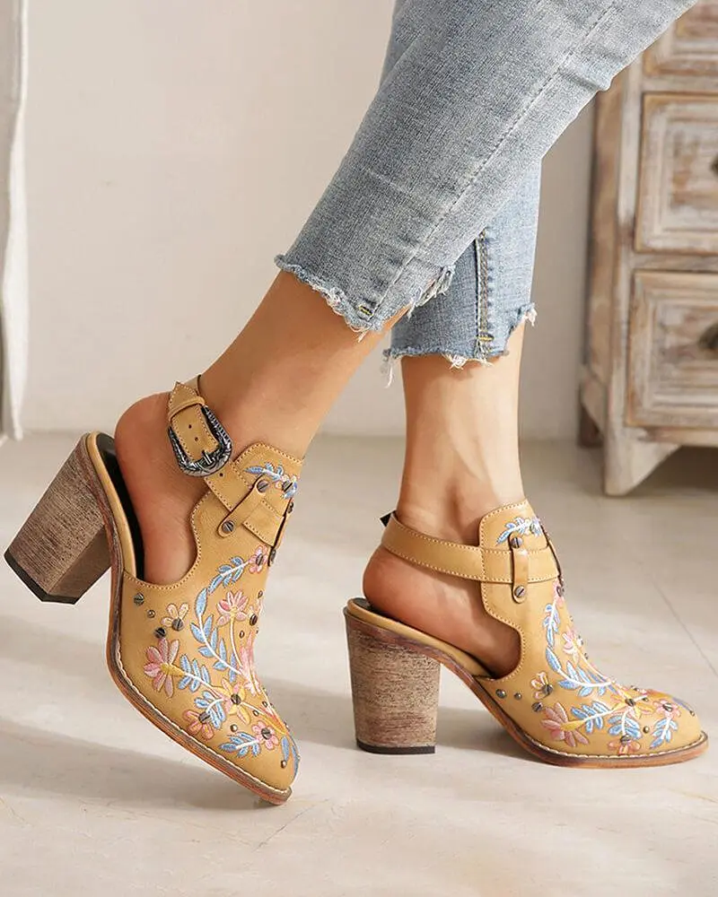 Embroidered Ankle Boots