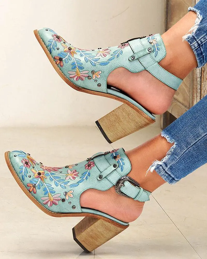 Embroidered Ankle Boots