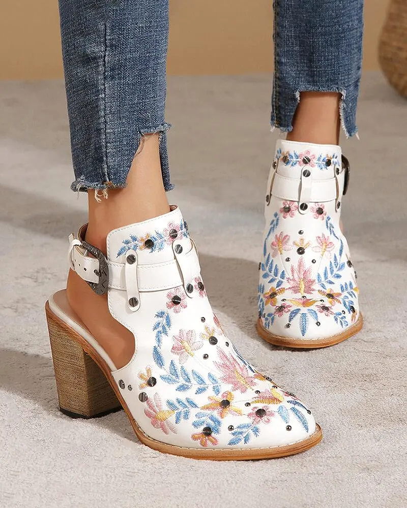 Embroidered Ankle Boots