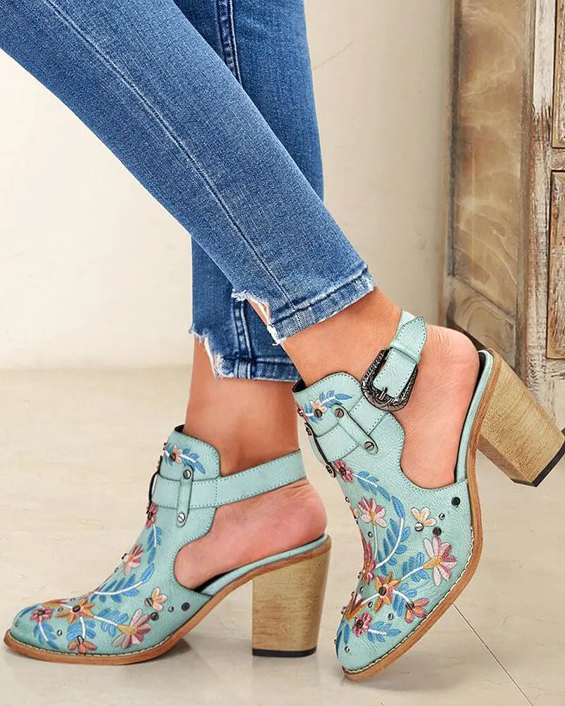 Embroidered Ankle Boots