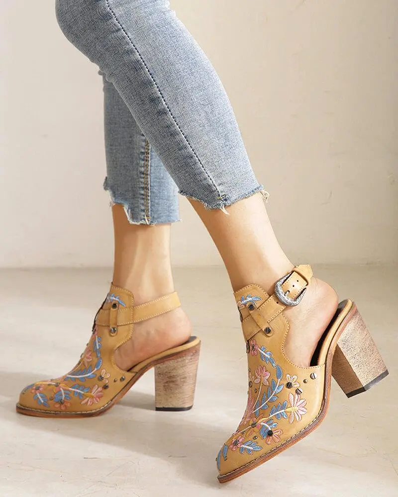 Embroidered Ankle Boots