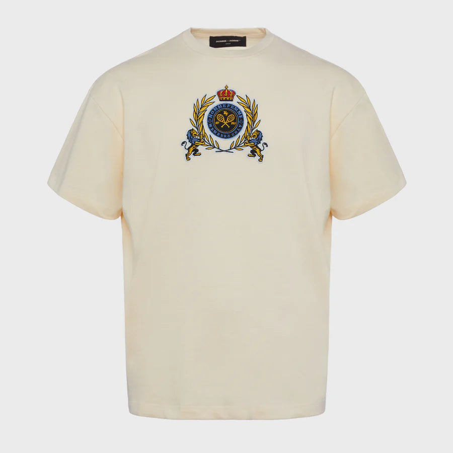 EMBROIDERY TENNIS CREST TEE CREAM