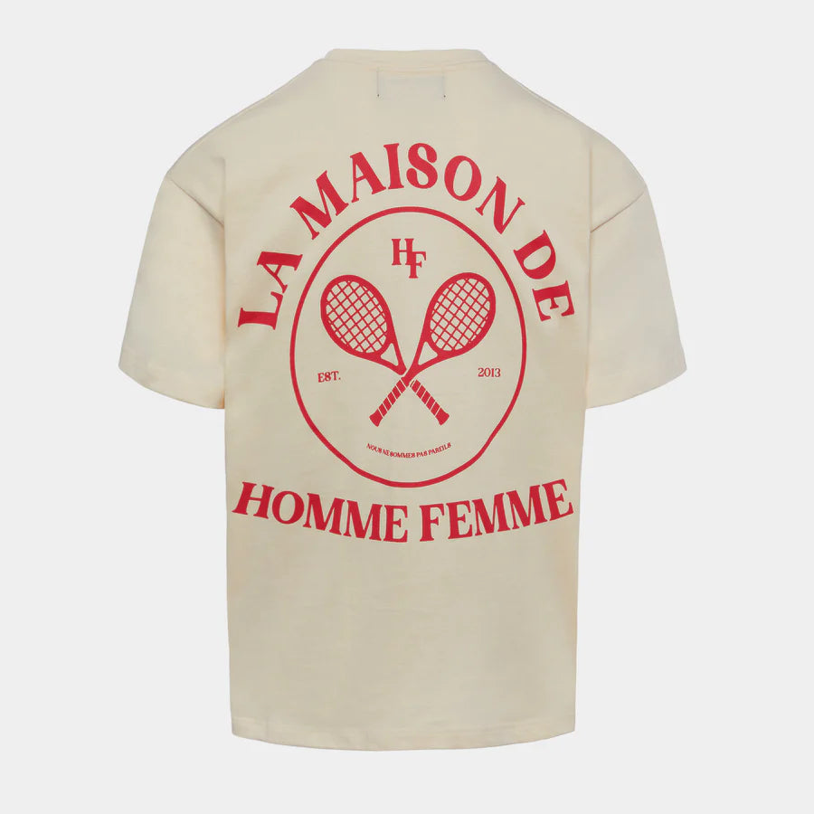 EMBROIDERY TENNIS CREST TEE CREAM