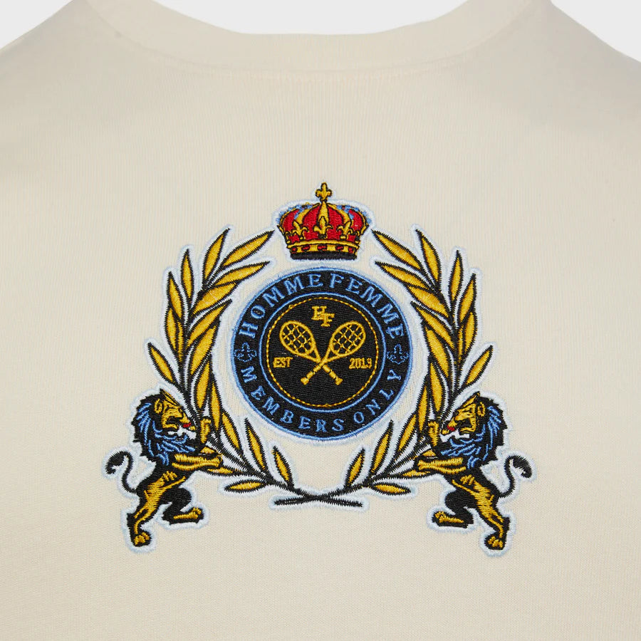 EMBROIDERY TENNIS CREST TEE CREAM