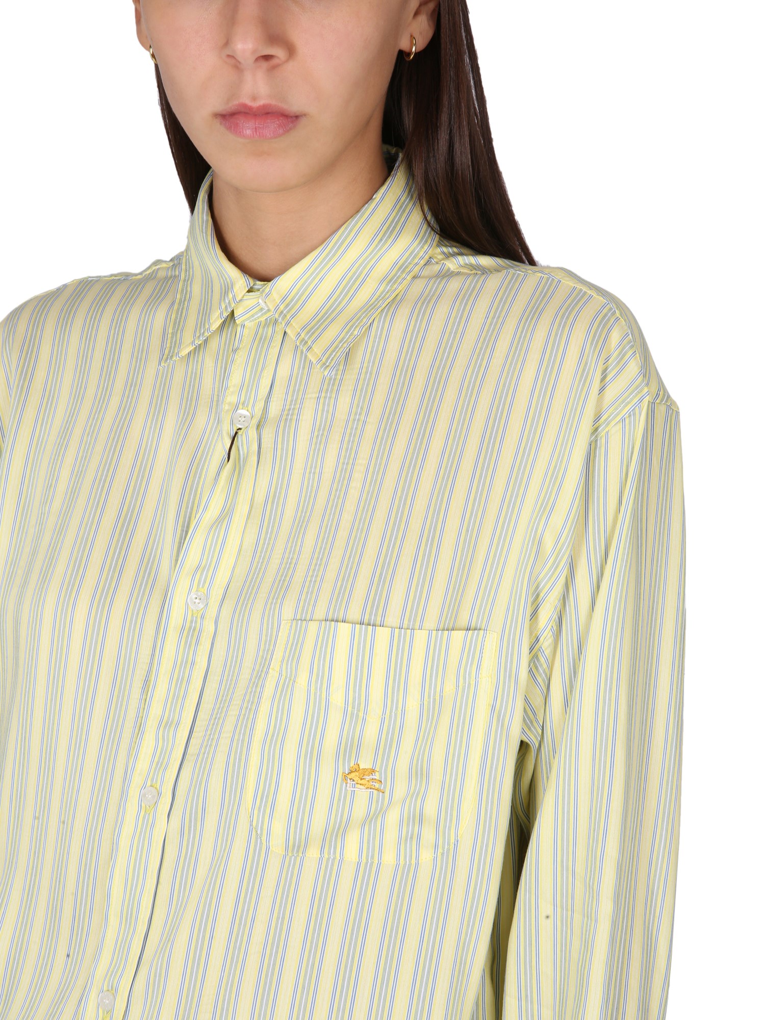 ETRO    PEGASUS SHIRT WITH STRIPE PATTERN