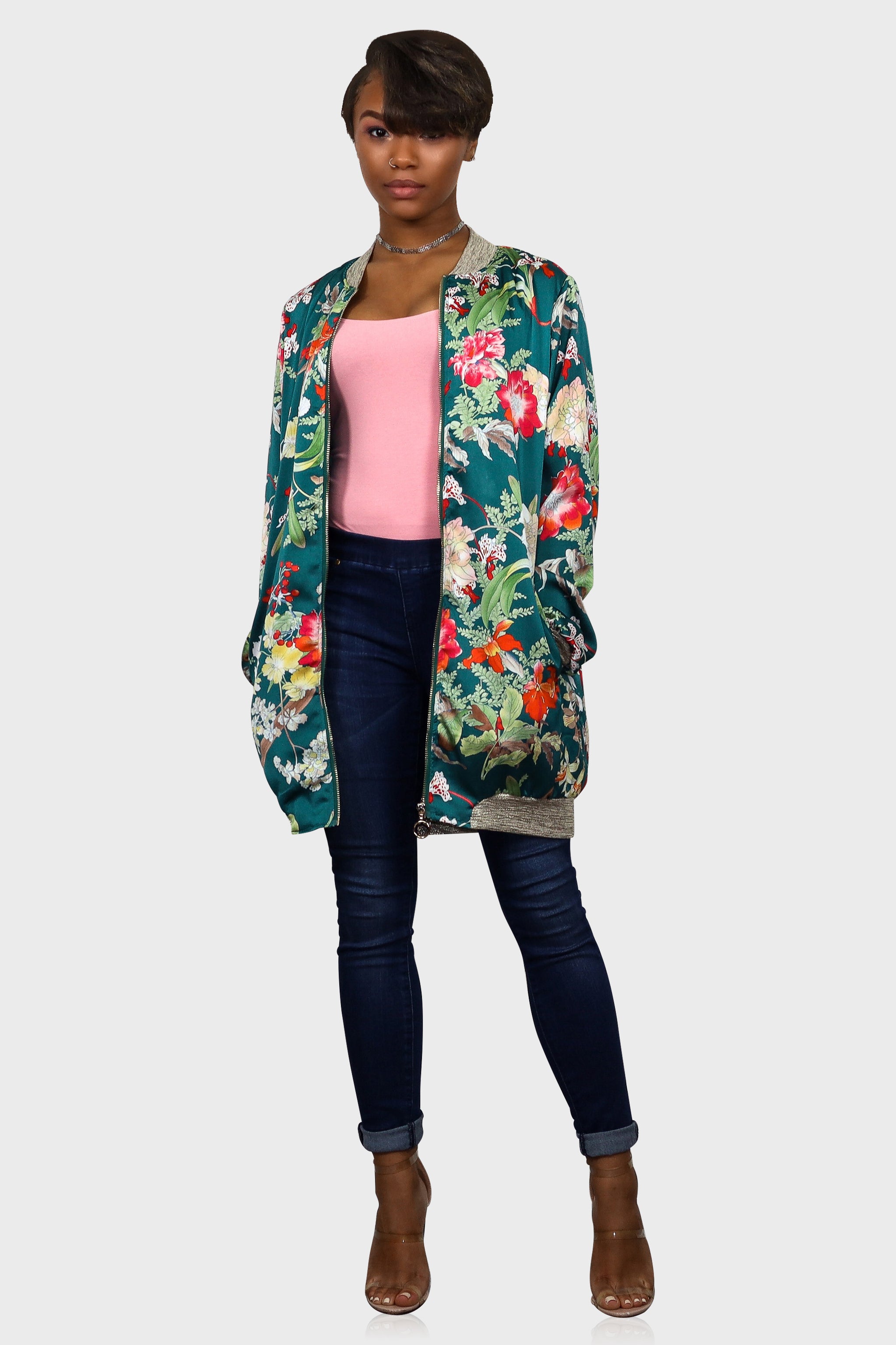 Floral Bomber Jacket