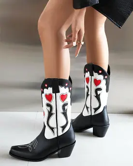 Floral Embroidery Ankle Boots