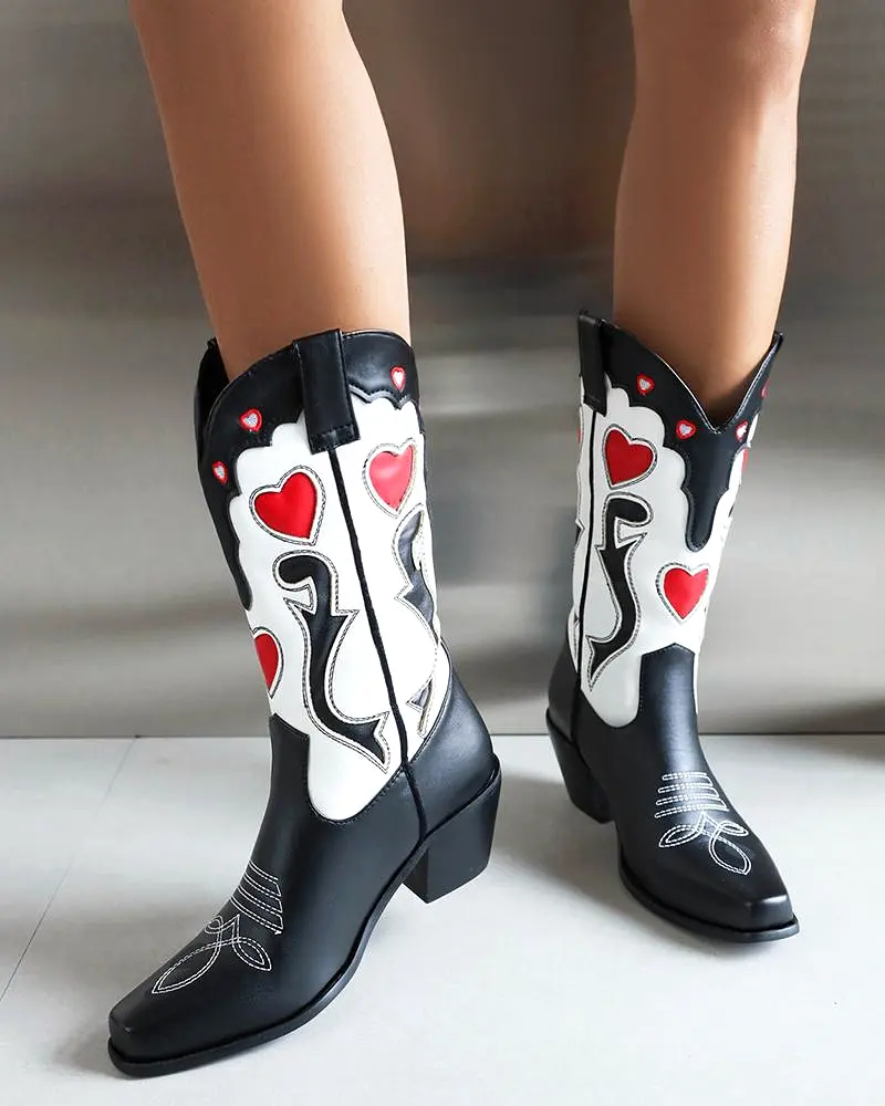 Floral Embroidery Ankle Boots