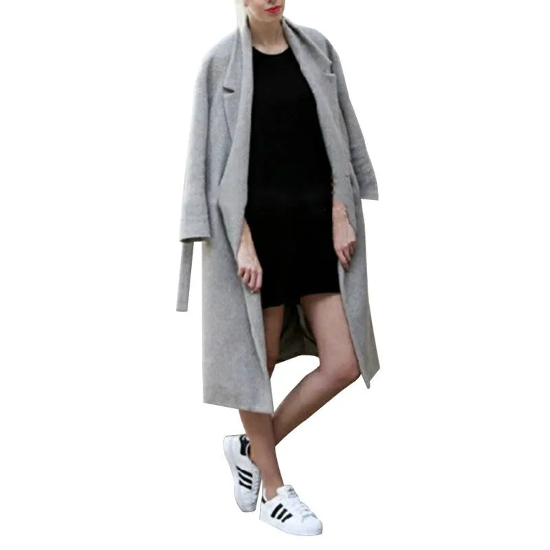 Girl Women Full Length Long Loose Trench Warm Military Coat Outwear SM6