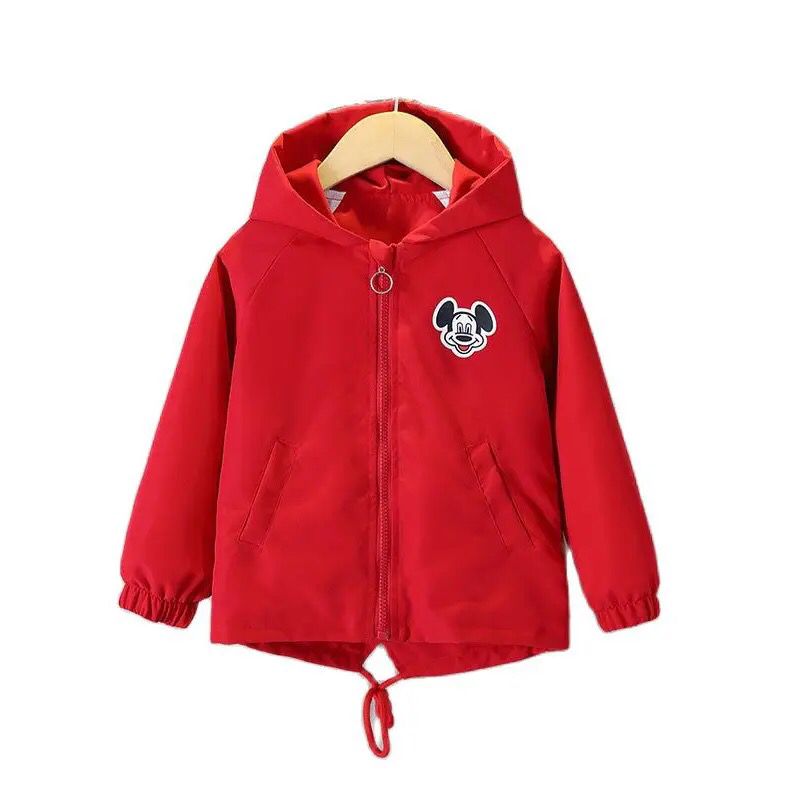 Girls Cartoon Jackets Spring Autumn Big Mickey Mouse Print Hooded Coat Kids Lightweight Sportswear  Children Disney Clothes S469