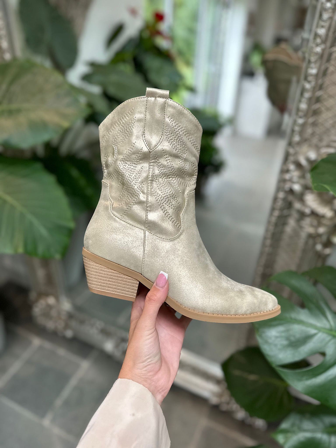 Gold Metallic Western Boots