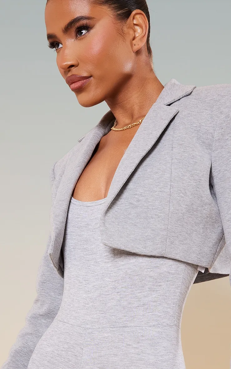 Grey Marl Cropped Blazer | Outerwear