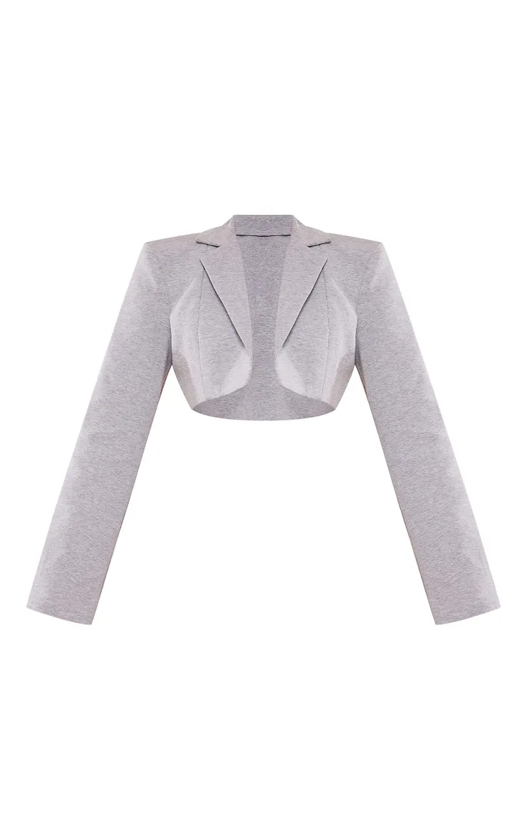 Grey Marl Cropped Blazer | Outerwear