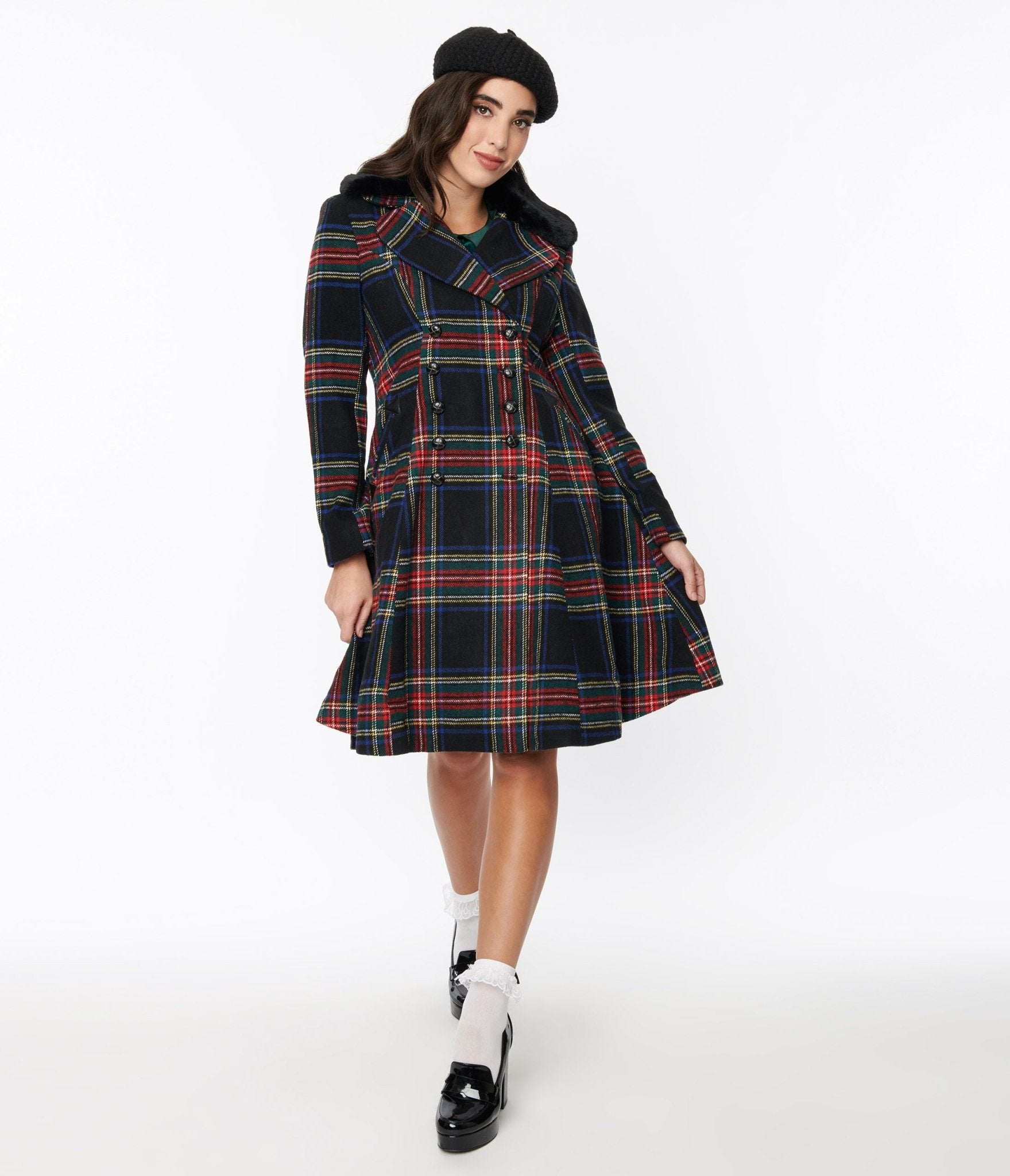 Hell Bunny Black Tartan Forester Coat