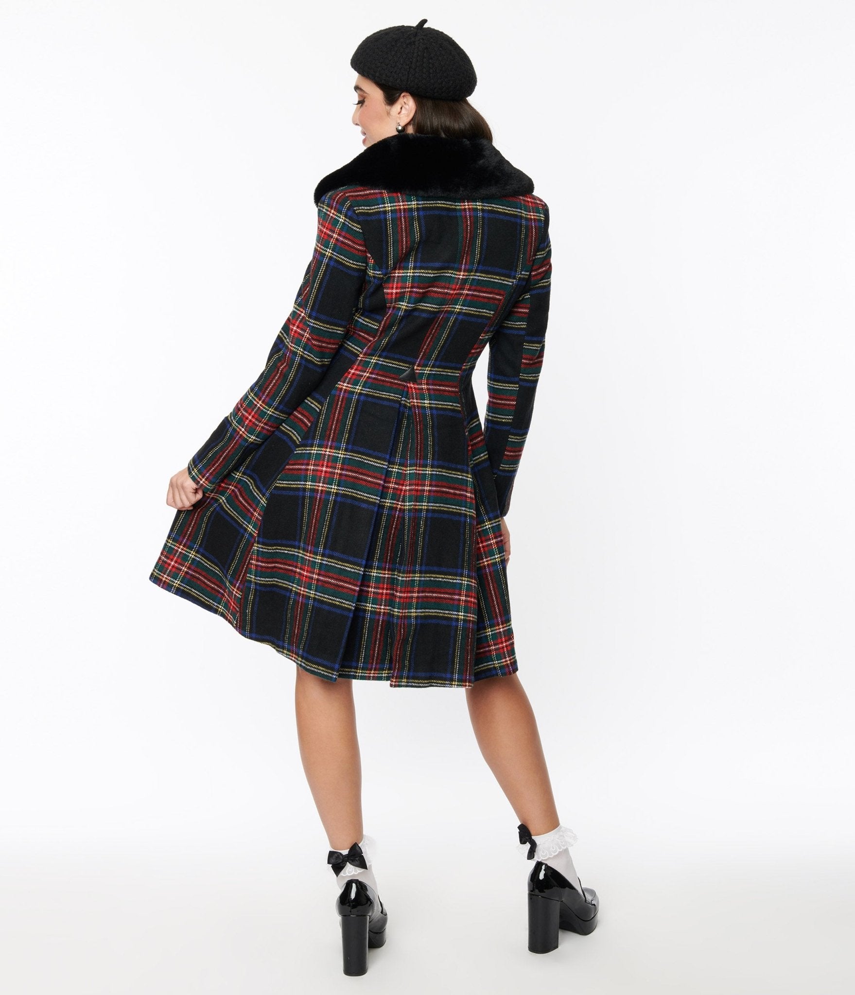 Hell Bunny Black Tartan Forester Coat