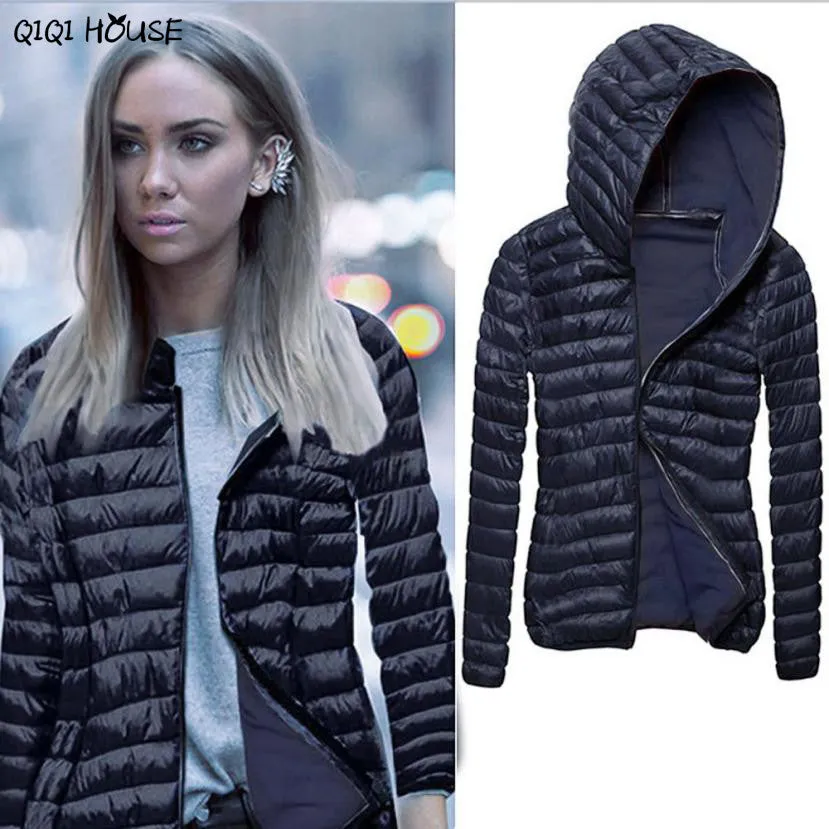 Hooded Womens Jackets Thicken Zipper Long Sleeve Coats Warm Slim Fashion Bombers Women Jacket Colete Feminino De Inverno#D929 SM