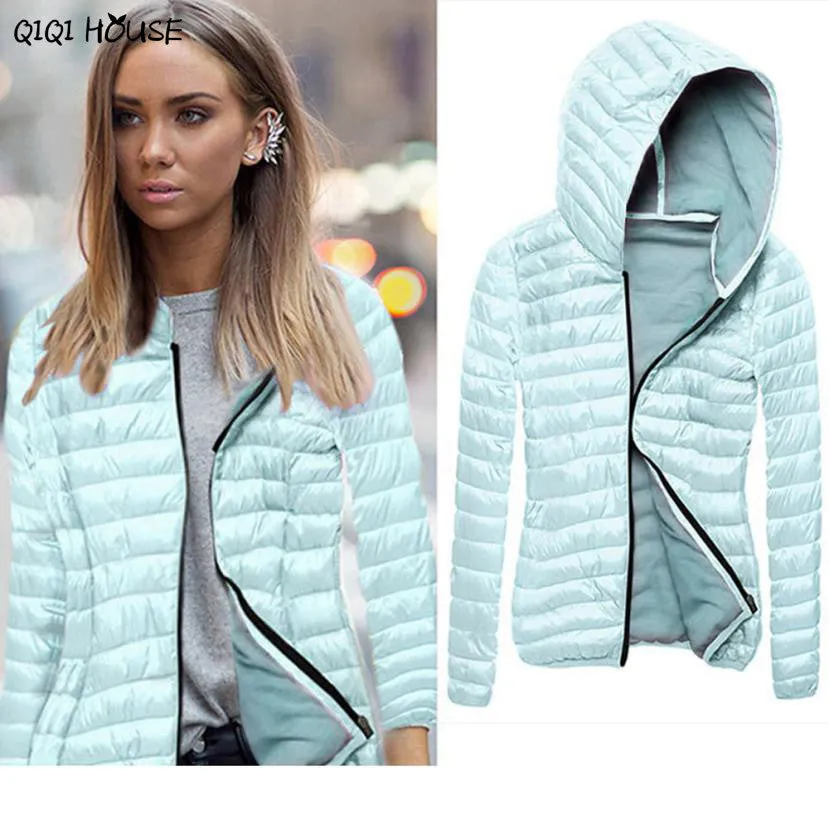 Hooded Womens Jackets Thicken Zipper Long Sleeve Coats Warm Slim Fashion Bombers Women Jacket Colete Feminino De Inverno#D929 SM